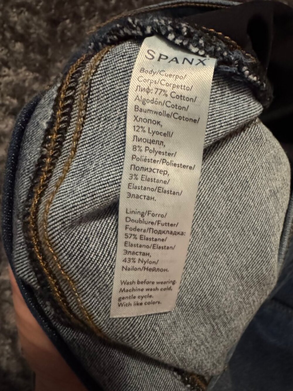 Spanx Distressed Denim Leggings Medium Pull-On High Rise Jeans/Blue - Picture 13 of 16